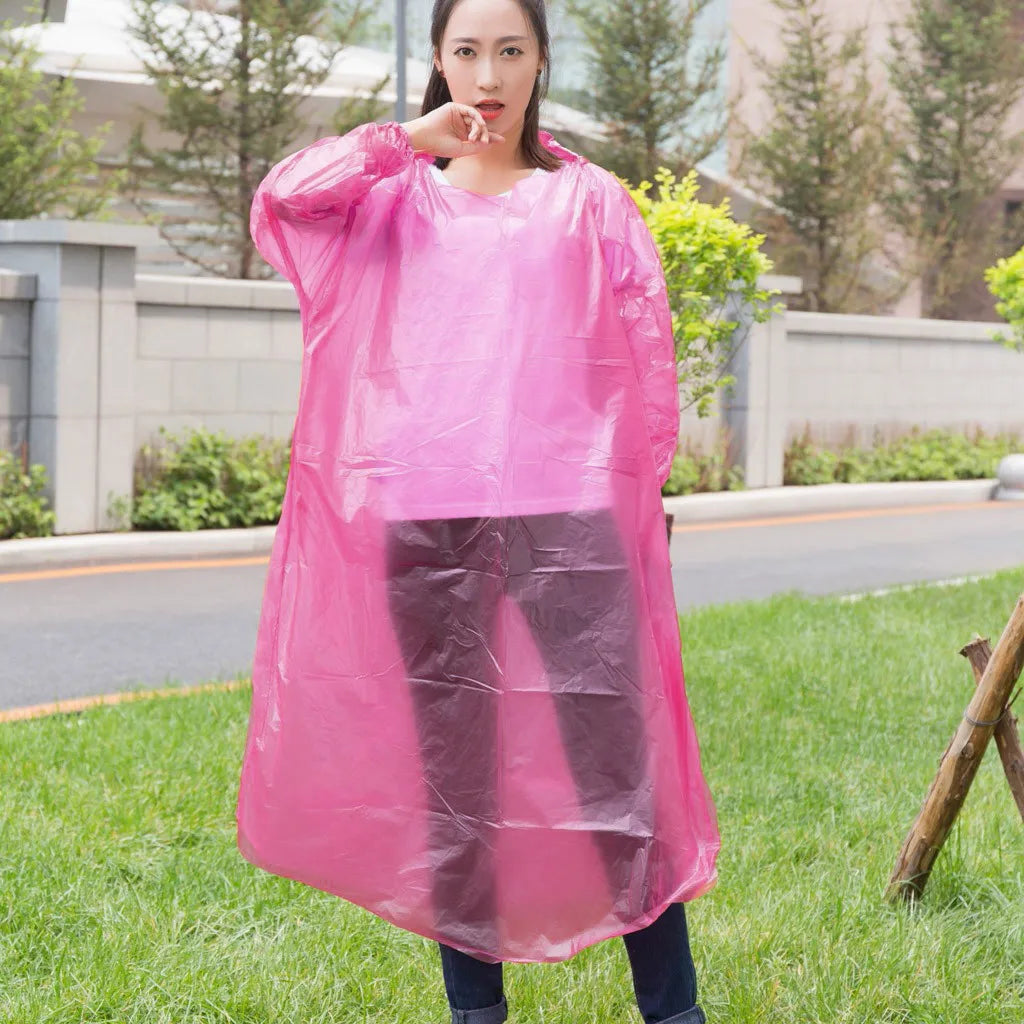 1pc Disposable Rain Ponchos Emergency Raincoat with Hood Clear Raincoat for Men Women Traveling Outdoor Camping Hiking Walking