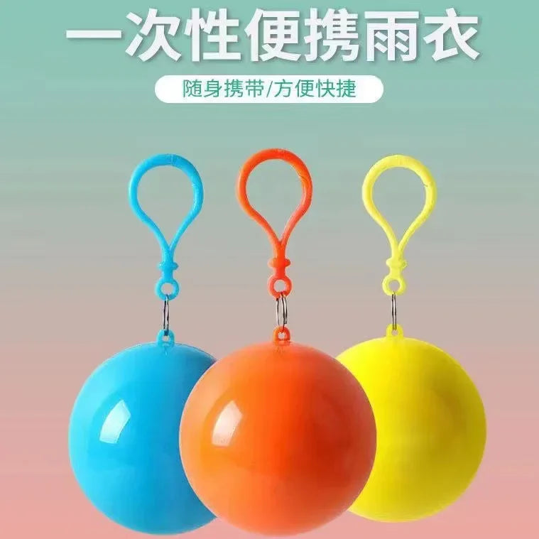 5Pcs Mini Portable Raincoats Ball Colorful Disposable Thicken Rain Ponchos Emergency Waterproof Rainwear Cape Keyring Balls