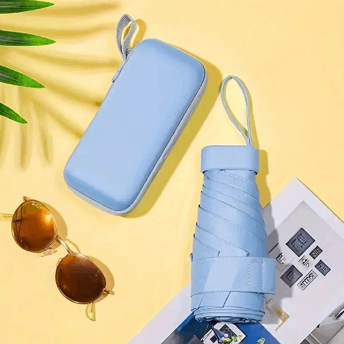 1pc Simple Travel Portable Ultra-light Sixfold UV-resistant Mini Umbrella
