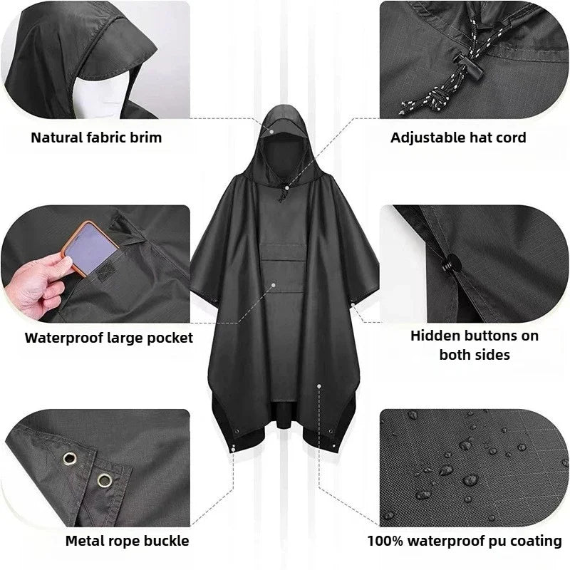 Rain Coat Waterproof Travel Raincoat Waterproof Rain Poncho Hooded Lightweight For Outdoor Hiking Fishing Climbing Men And Women