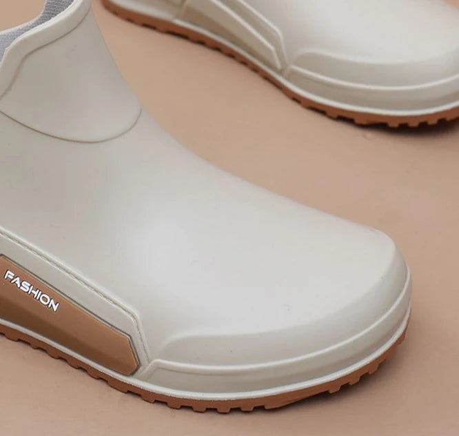 Waterproof Ankle Rain Boots for Men Chef Kitchen Fleece-lined Man Shoes Work Fashion Rainy Day Non-slip Garden Fishing Wellies