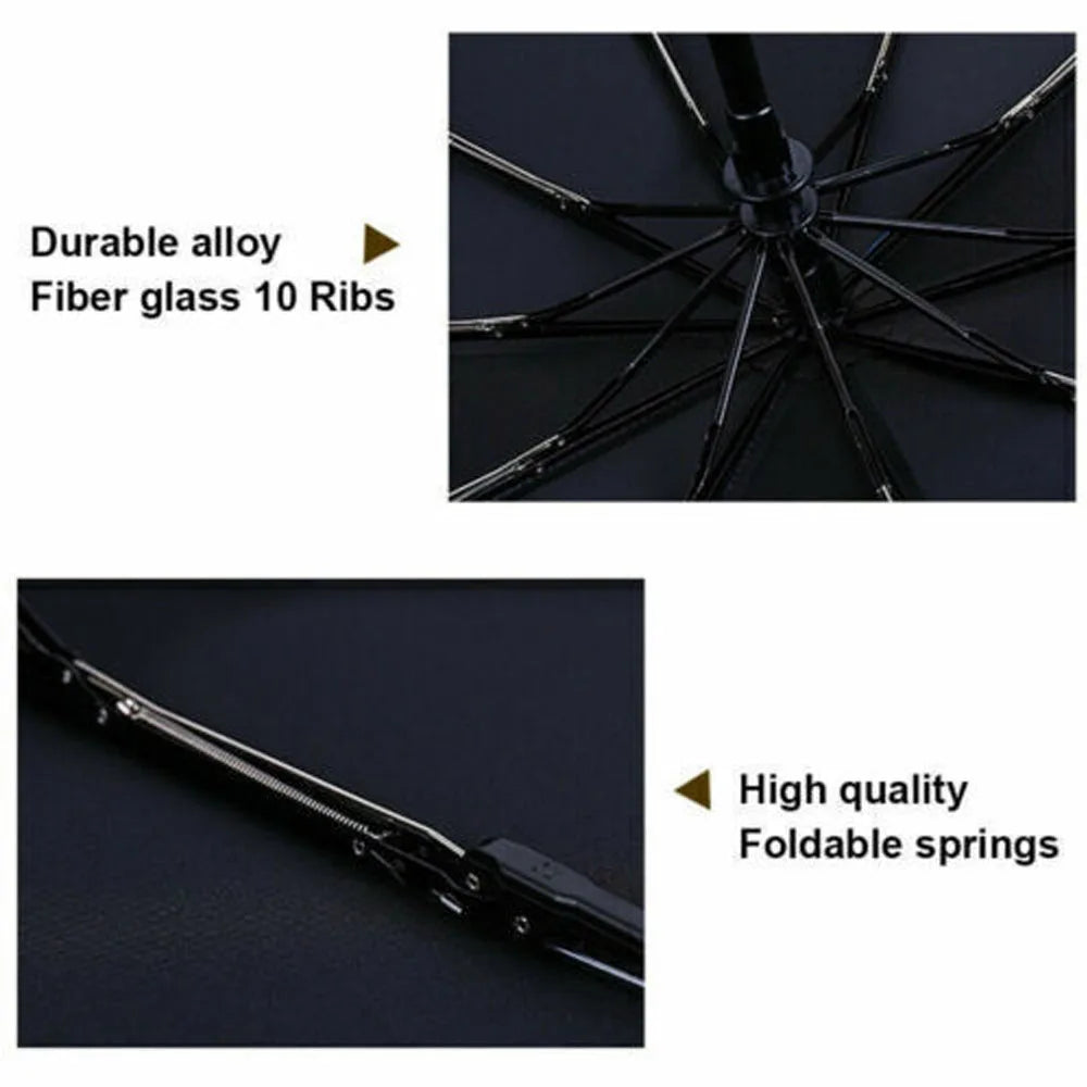 10 Ribs Strong Windproof Anti-UV Umbrella Automatic Open Close Folding Umbrella Travel Rain Men Women Umbrellas