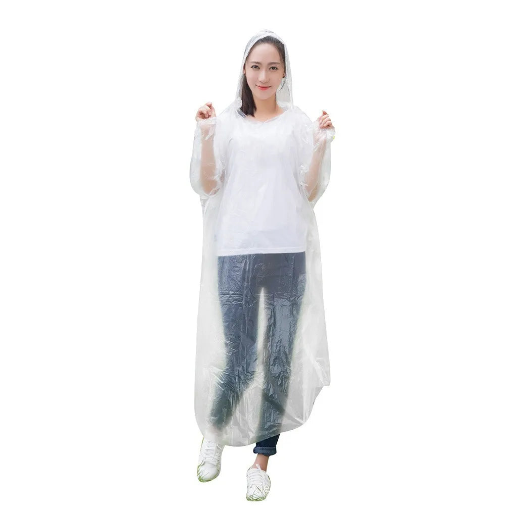 1pc Disposable Rain Ponchos Emergency Raincoat with Hood Clear Raincoat for Men Women Traveling Outdoor Camping Hiking Walking