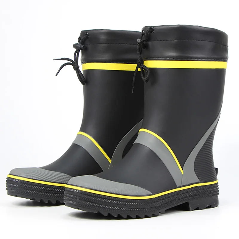 Men's Spring Summer New Mid-High Tube Breathable Rubber Warm Waterproof Faionable Comfortable Anti-Slip Rain Boots