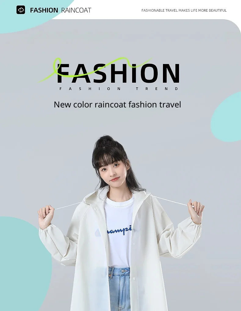 【Reusable EVA Raincoat】Transparent One-Piece Poncho for Adults Portable Outdoor Rainwear Eco-Friendly Waterproof EVA Material