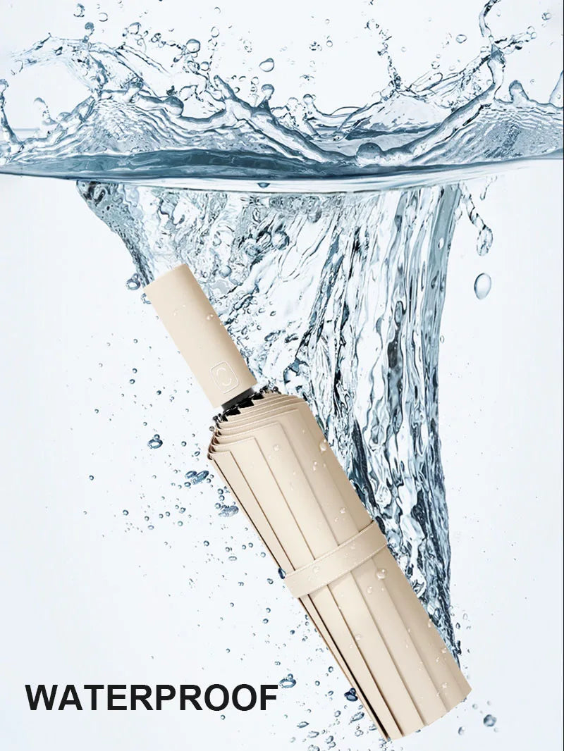 Large 24 Bone Solid Color Automatic Umbrella Light Collapsible Large Format Outdoor Sunshade UV Protection Automatic Umbrella