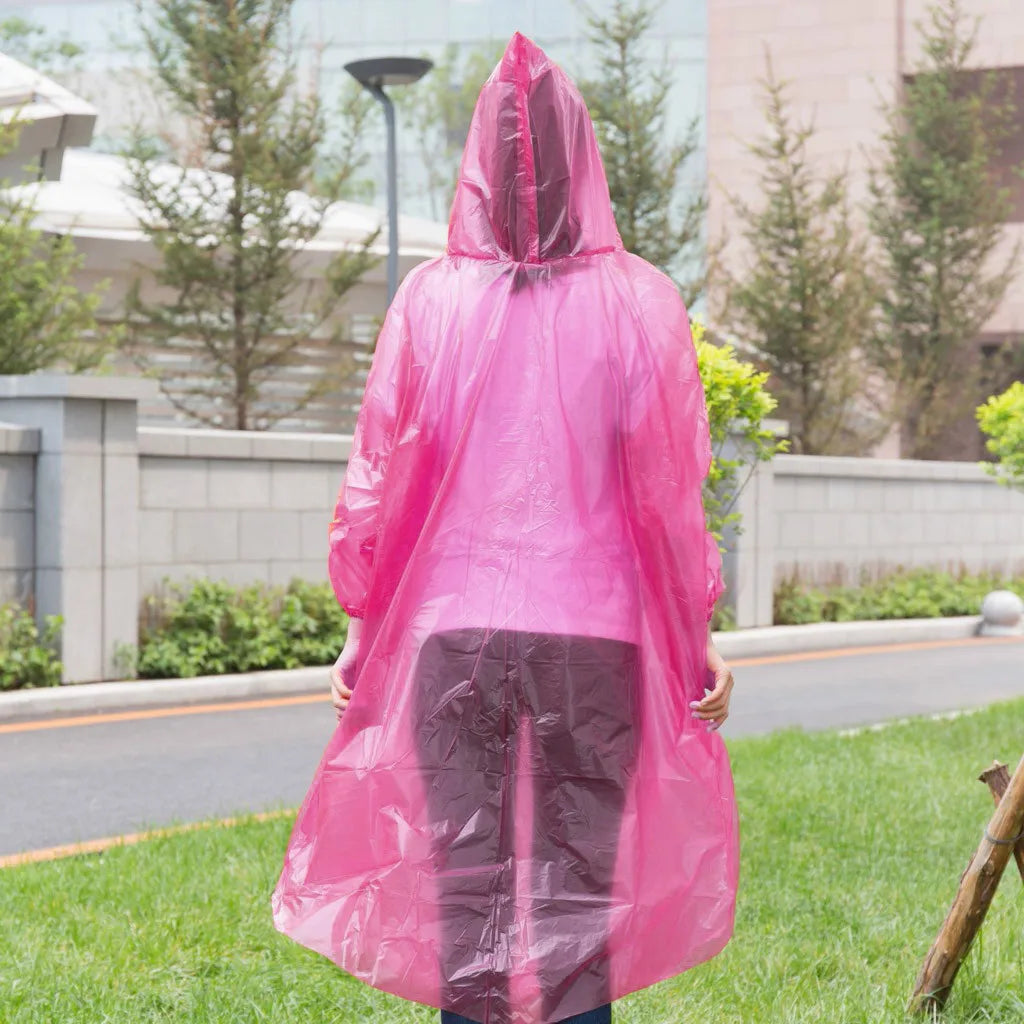 1pc Disposable Rain Ponchos Emergency Raincoat with Hood Clear Raincoat for Men Women Traveling Outdoor Camping Hiking Walking