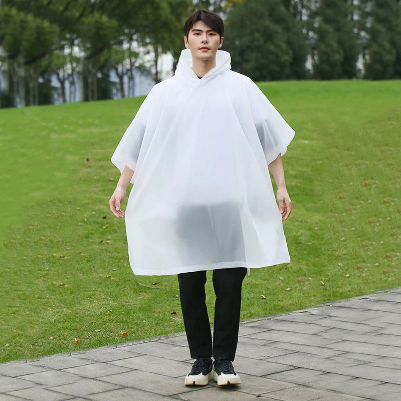 Disposable raincoat, cloak style three in one thick raincoat, suitable for camping, fishing, hiking, and trekking.