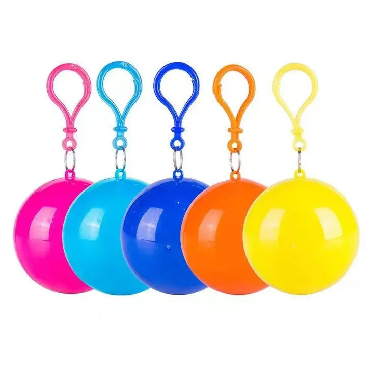 5Pcs Mini Portable Raincoats Ball Colorful Disposable Thicken Rain Ponchos Emergency Waterproof Rainwear Cape Keyring Balls