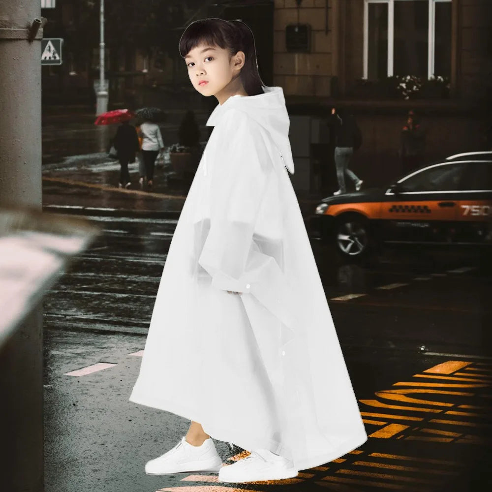 Non-disposable Rain Jacket Rain Ponchos EVA Thickened Waterproof Adult Men Women Children One-Piece Raincoat For outdoor Hiking