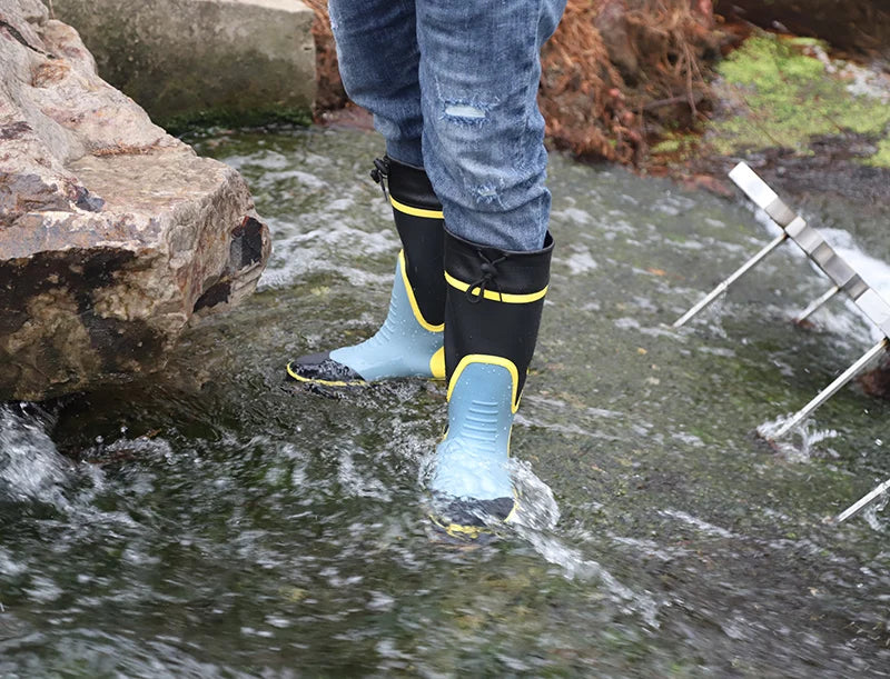 Men's Spring Summer New Mid-High Tube Breathable Rubber Warm Waterproof Faionable Comfortable Anti-Slip Rain Boots