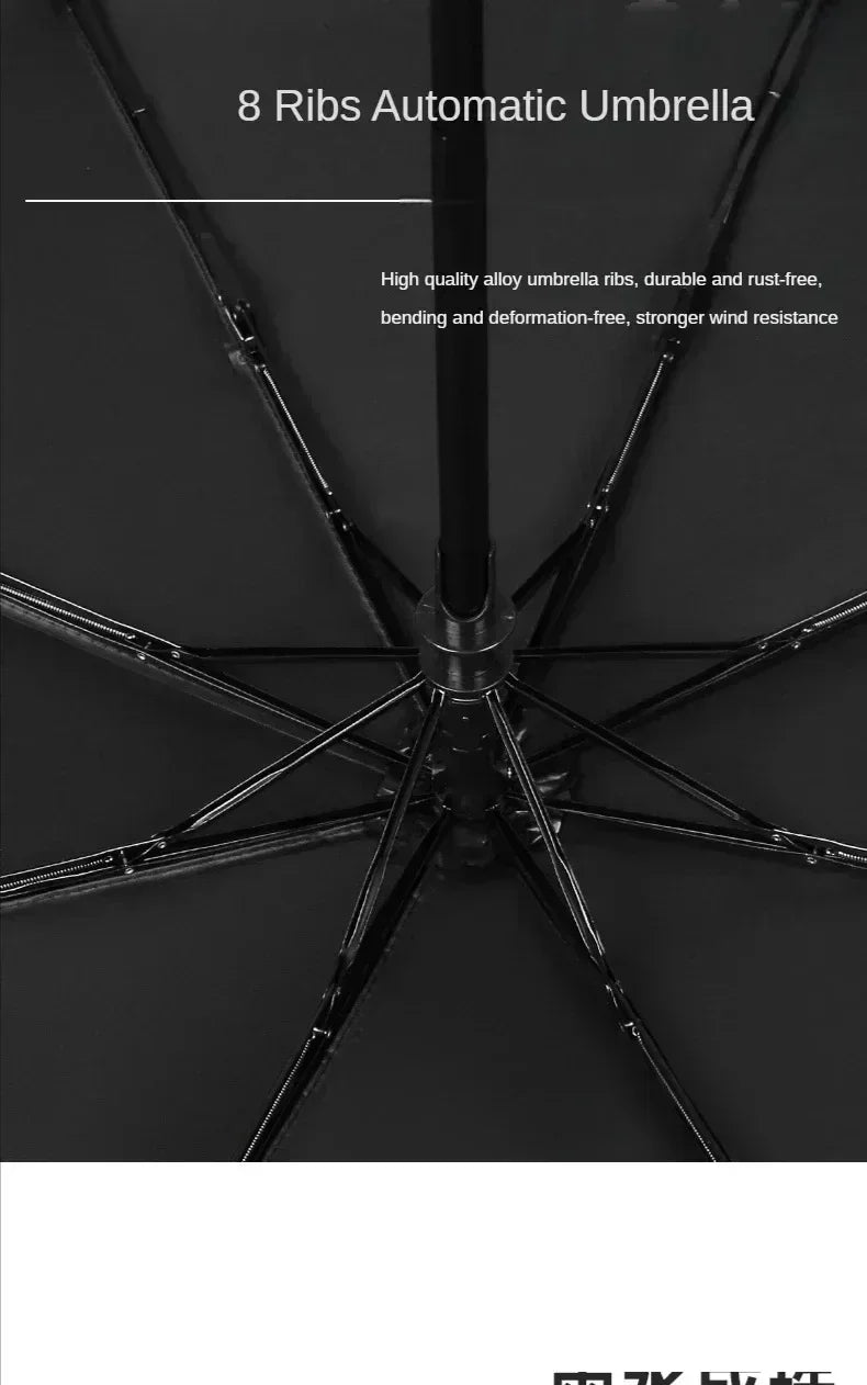 UV Black Adhesive Fully Automatic Sun Umbrella with Rain and Rain Protection, UV Protection, Sunscreen, and Three Fold Umbrella