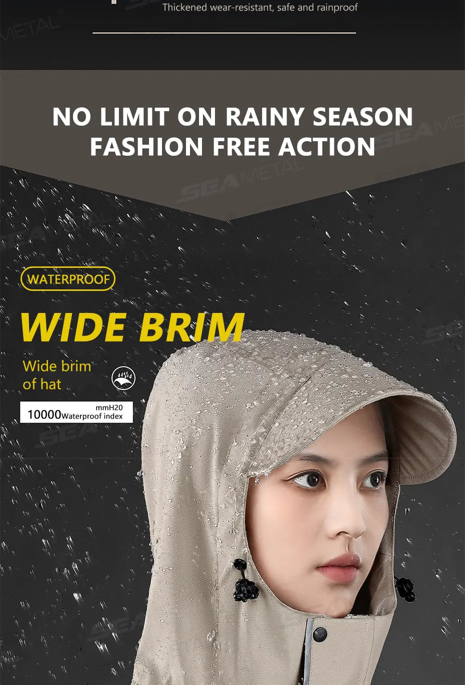 SEAMETAL Thickened Adult Motorcycle Raincoat Electric Bike Rain Coat Men Women Durable Waterproof Riding Gear Rider Raincoat