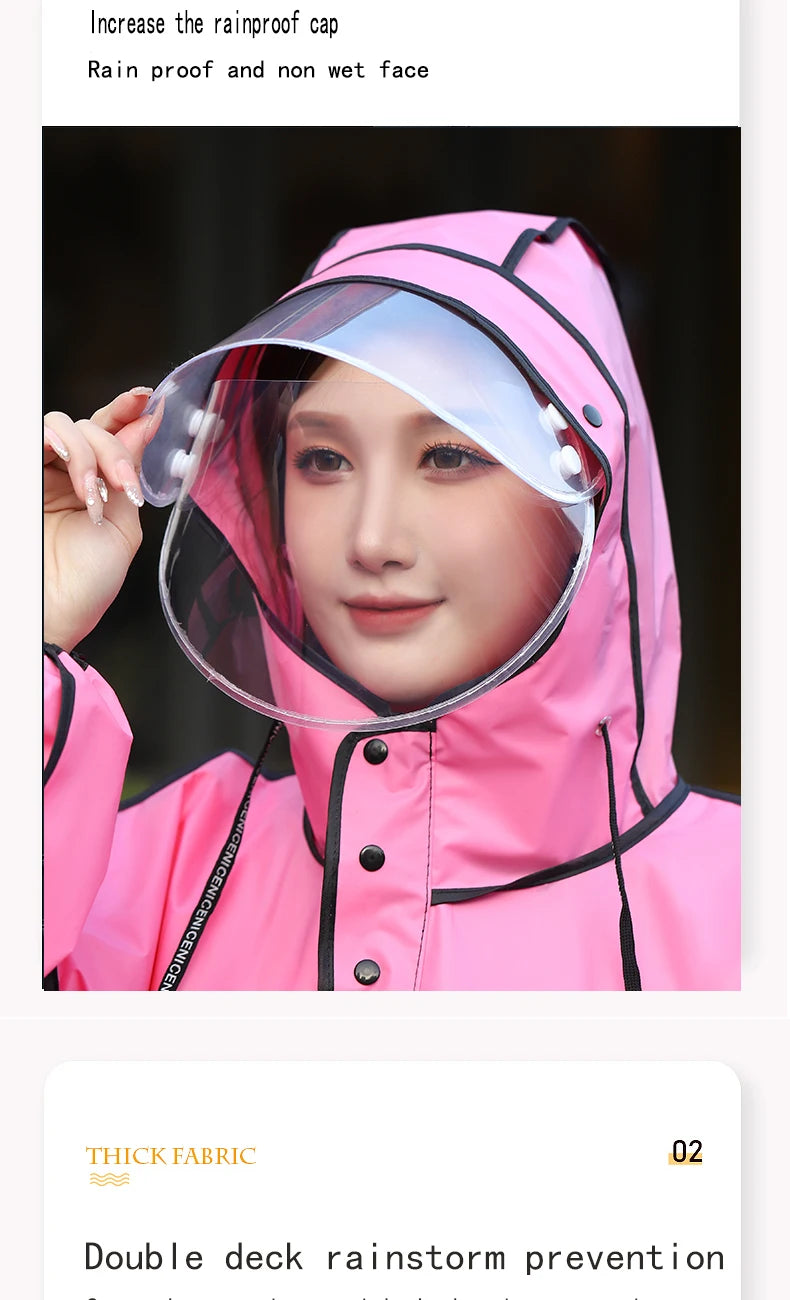 Long raincoat full body rainstorm proof electric bicycle single female male fashion student battery bike adult poncho