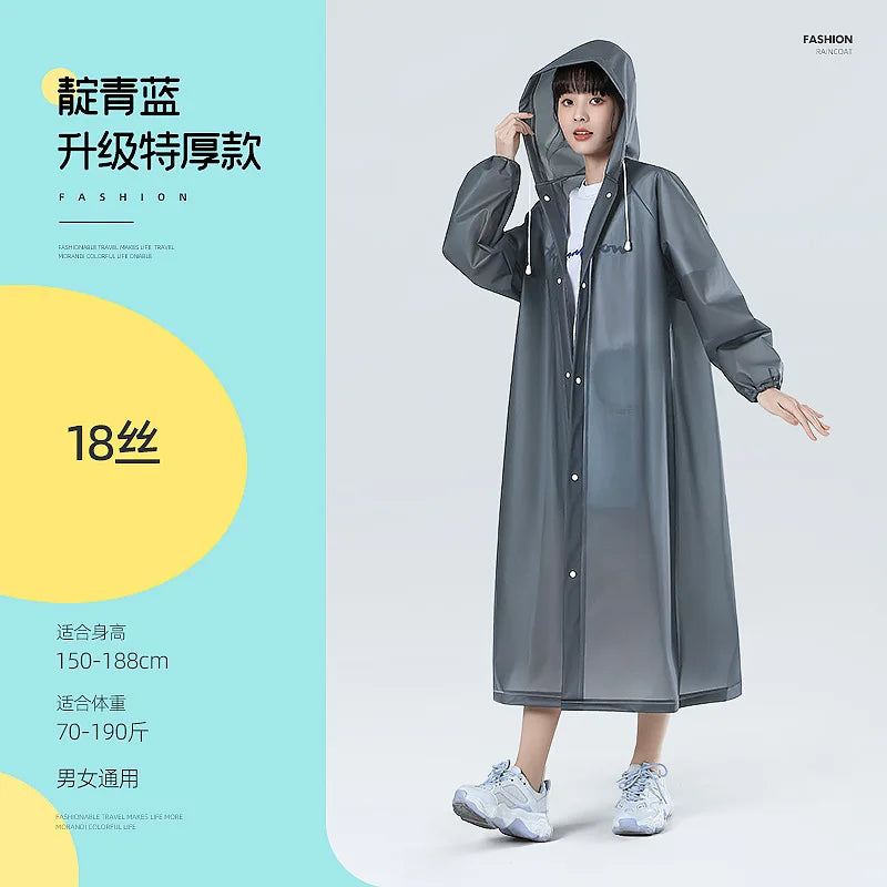 【Reusable EVA Raincoat】Transparent One-Piece Poncho for Adults Portable Outdoor Rainwear Eco-Friendly Waterproof EVA Material