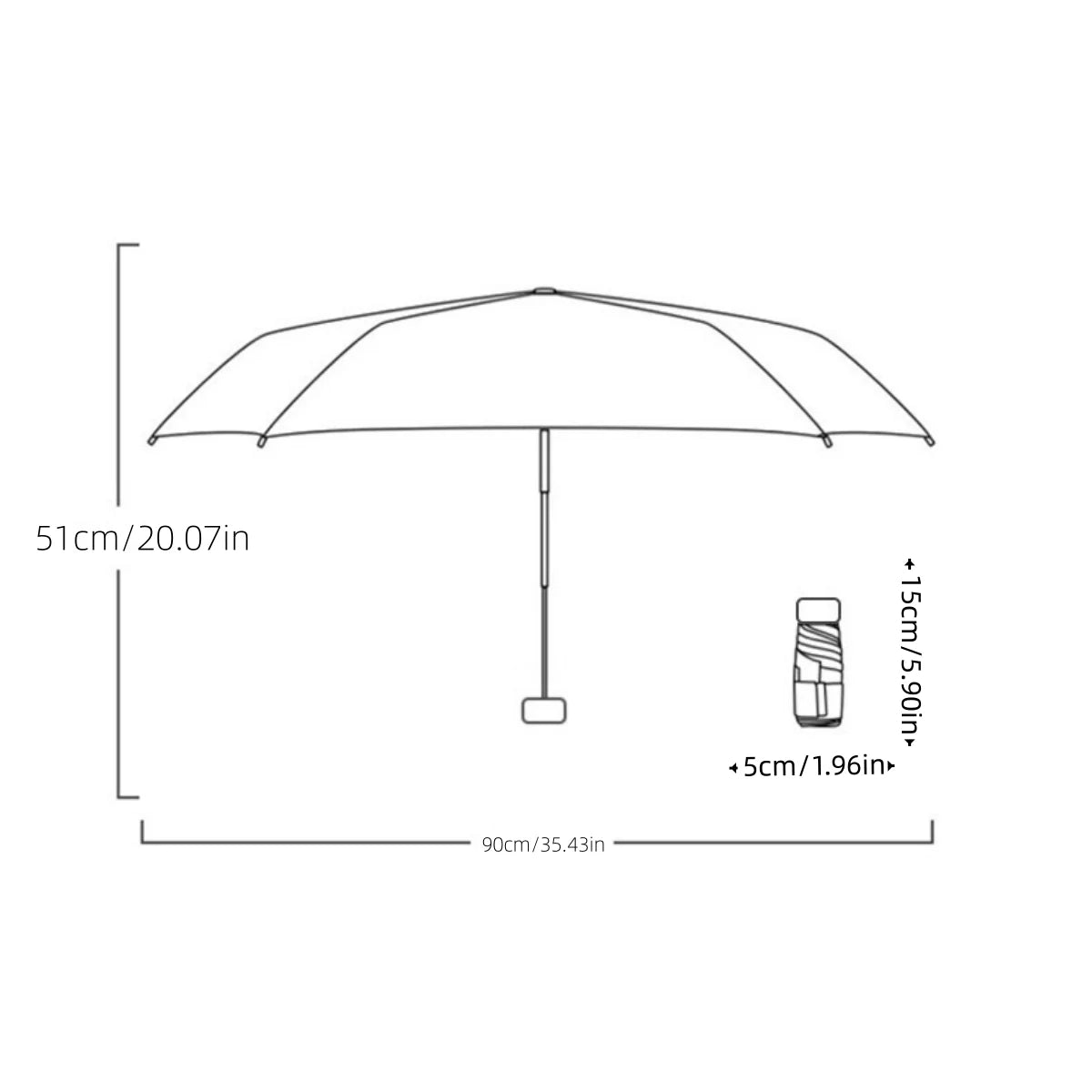 1pc Simple Travel Portable Ultra-light Sixfold UV-resistant Mini Umbrella