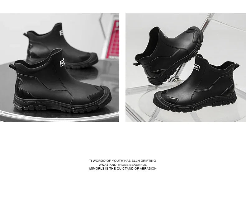 Waterproof Cross-Border Men's Rain Shoes Fashionable Short Socks Thickened Warm Rubber Work Anti-Slip Fishing Kitchen Rain Boots