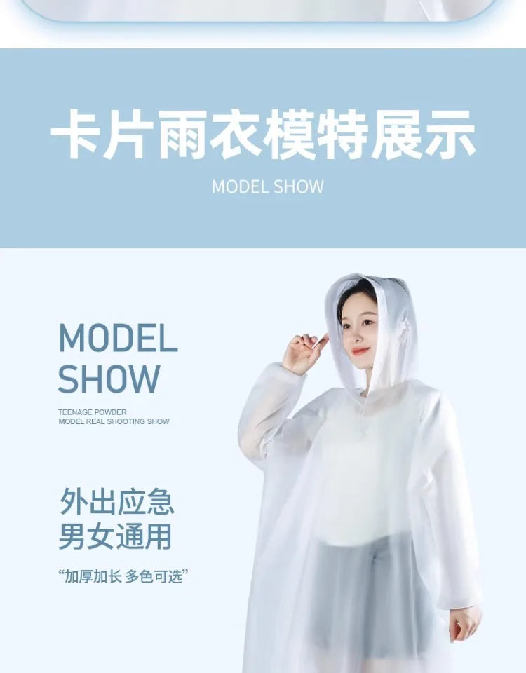 Adult PE disposable and portable rain card poncho for outdoor tour climbing fishing colorful raincoat