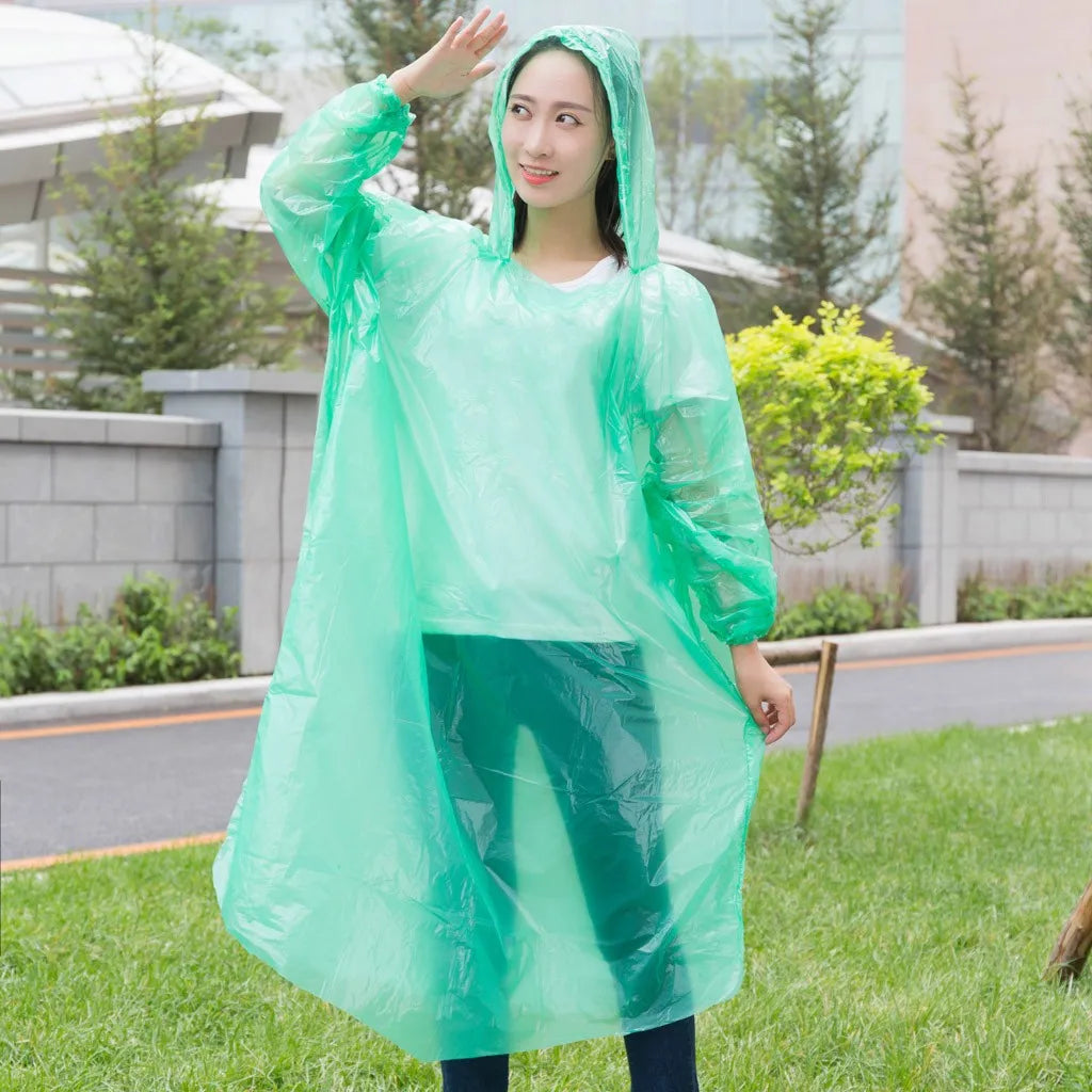 1pc Disposable Rain Ponchos Emergency Raincoat with Hood Clear Raincoat for Men Women Traveling Outdoor Camping Hiking Walking