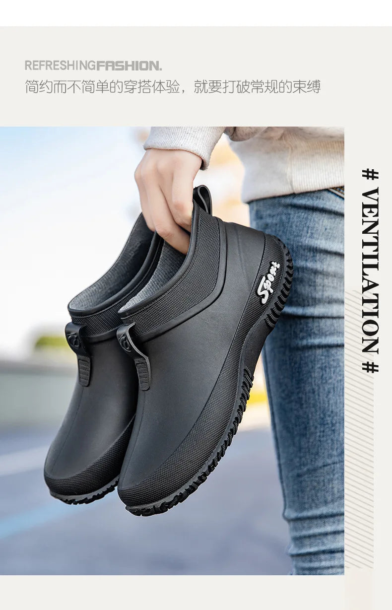 Leisure thick soled waterproof outdoor wear-resistant women's short tube water shoes daily casual rain boots