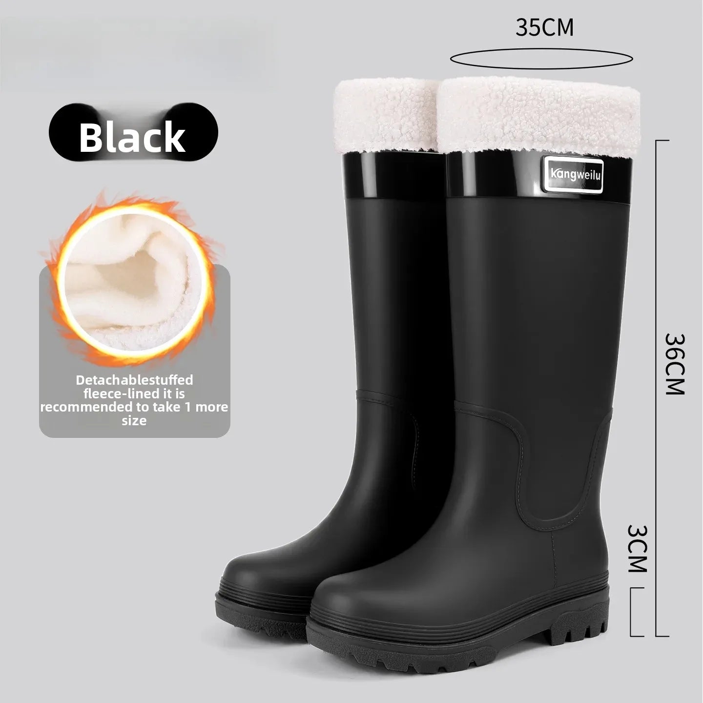 Fashionable High-Tube Women's Rain Boots Anti-Slip Waterproof Kitchen Water Shoes Long Tube PVC Material Adult Slip-Resistant Sh