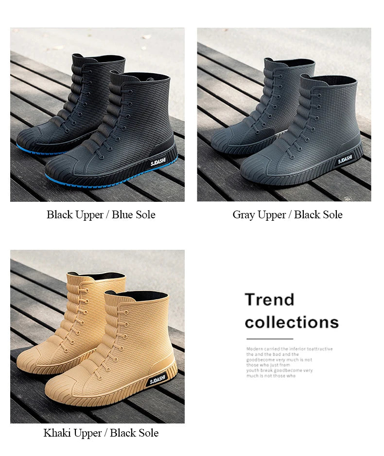 Rain Boots For Men Women Summer Casual Mid-calf Waterproof Shoes Winter Lining With Fleece Warm Anti-slip Wear-resistant Outdoor
