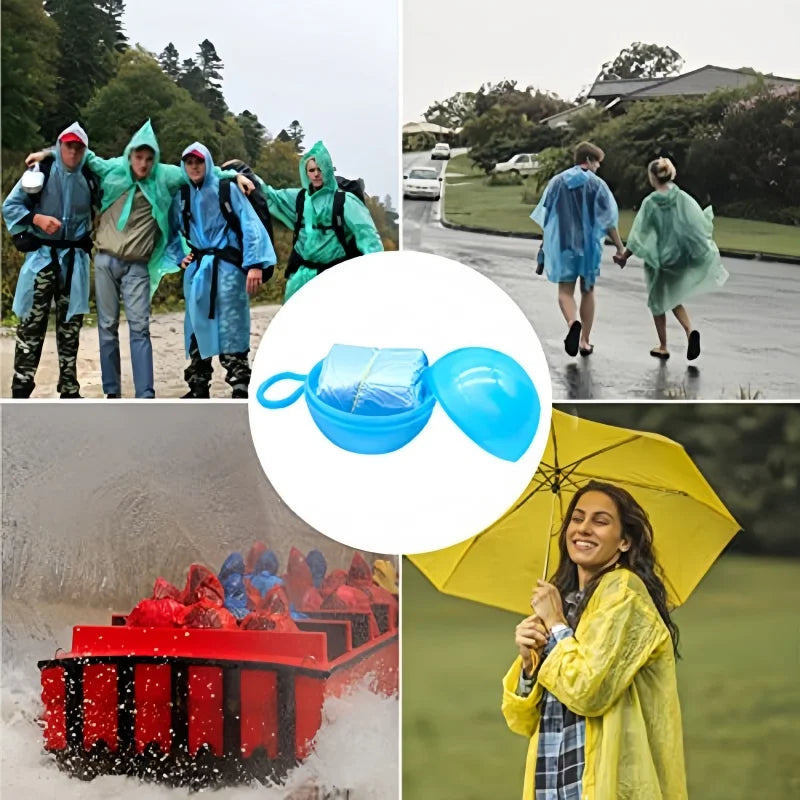 3/5/7pcs portable raincoat balls, disposable thickened raincoats with spherical storage boxes, suitable for hiking and camping,