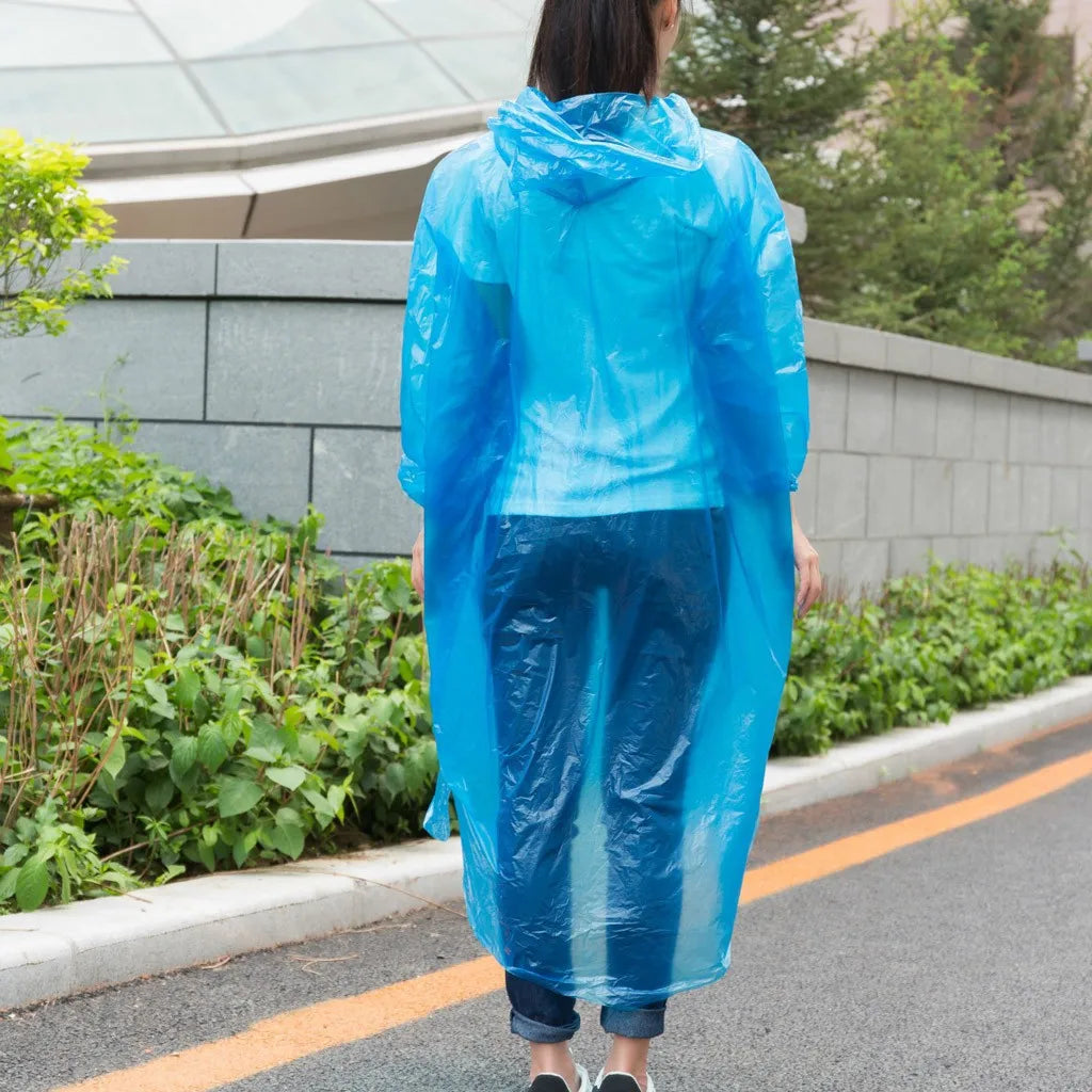 1pc Disposable Rain Ponchos Emergency Raincoat with Hood Clear Raincoat for Men Women Traveling Outdoor Camping Hiking Walking