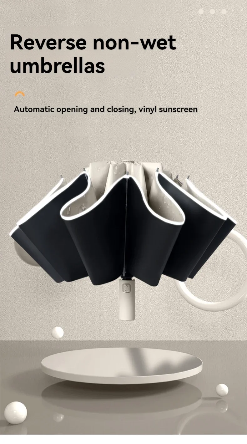 Big Umbrella Windproof Strong With Reflective Stripe Reverse Automatic Fold Umbrella UV Umbrella Insulation Portable Parasol
