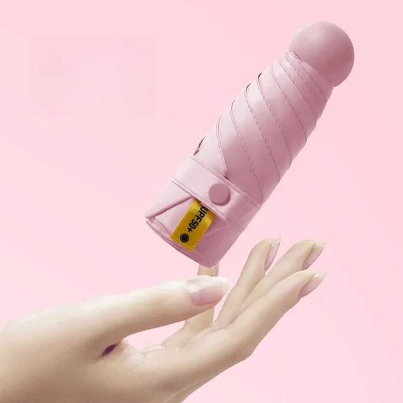 ‌Mini Sunscreen UV Protection Parasol - Compact Pocket-Sized Umbrella for Sunny/Rainy Days, Lightweight Travel Gift Capsule