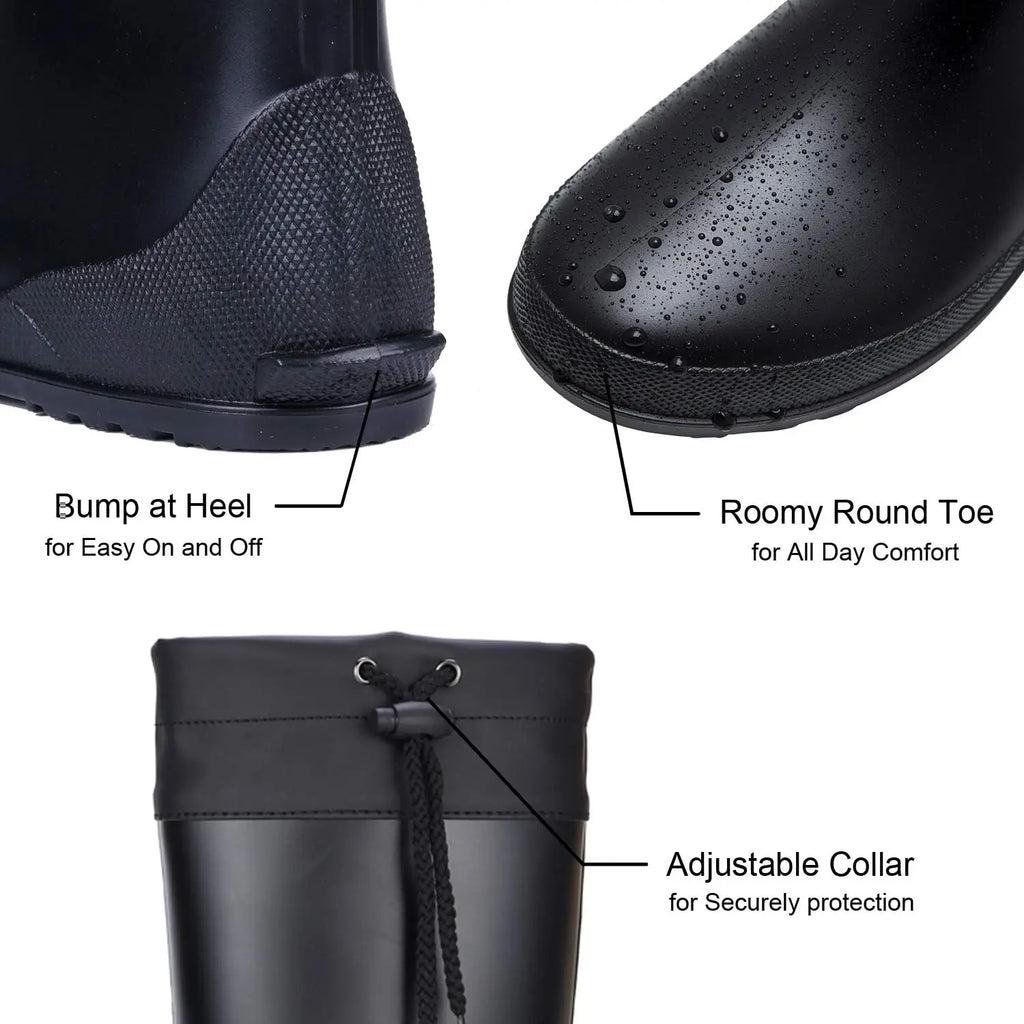 Crestar Mid Calf Rain Boots For Women Fashion Collar Gardening Boots Outdoor Ultra Lightweight Portable Waterproof Garden Shoes
