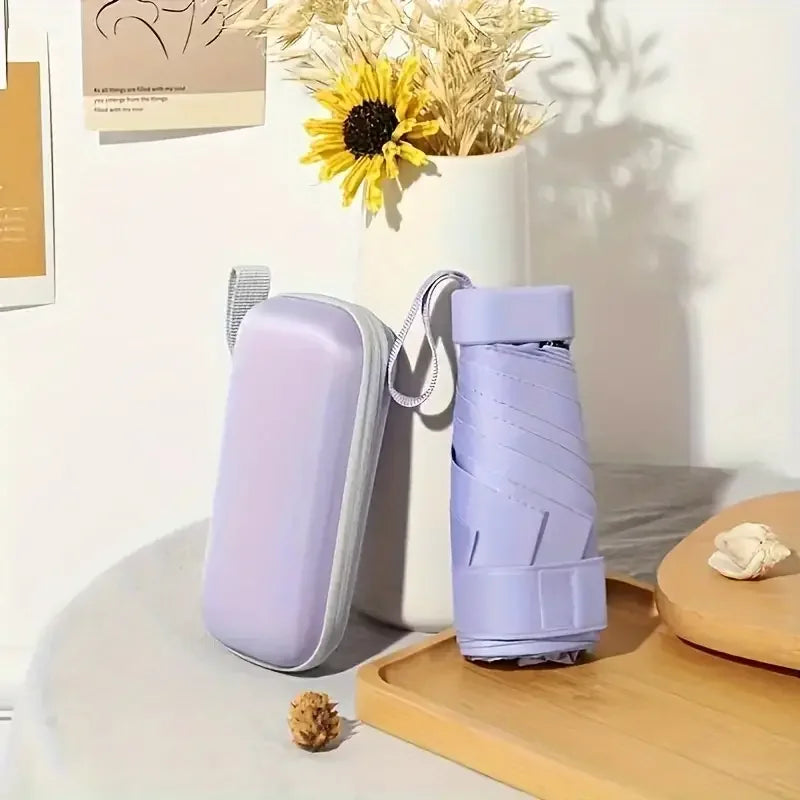 1pc Simple Travel Portable Ultra-light Sixfold UV-resistant Mini Umbrella