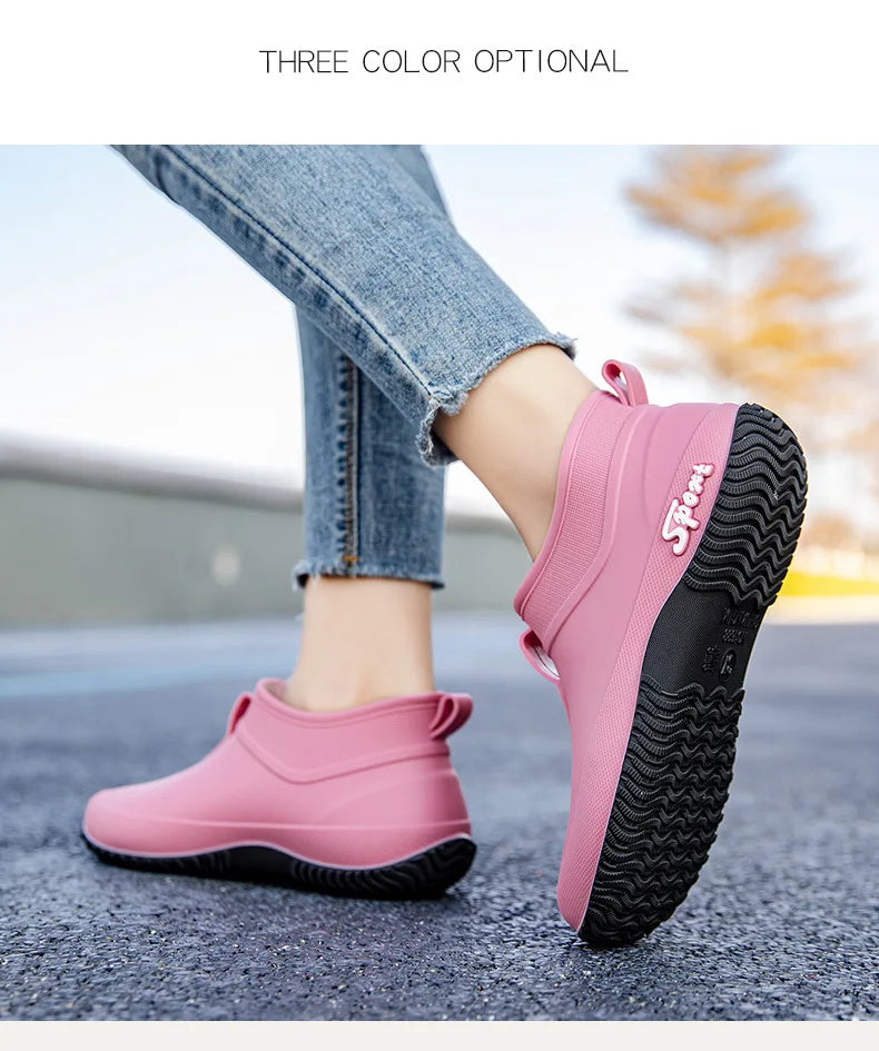 Leisure thick soled waterproof outdoor wear-resistant women's short tube water shoes daily casual rain boots