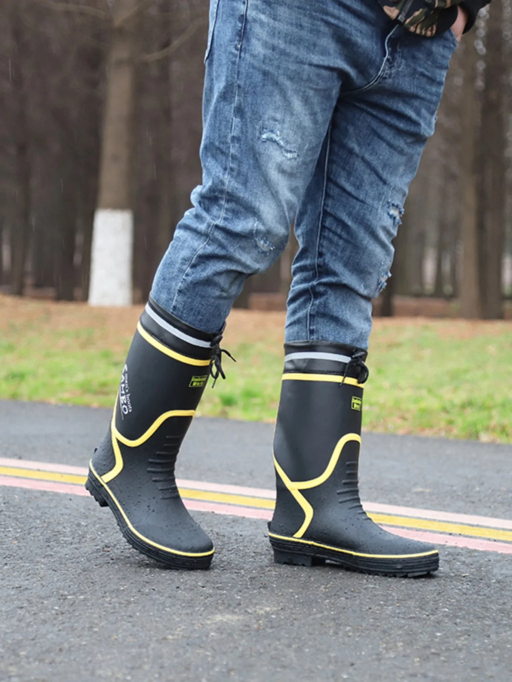 Men's Spring Summer New Mid-High Tube Breathable Rubber Warm Waterproof Faionable Comfortable Anti-Slip Rain Boots