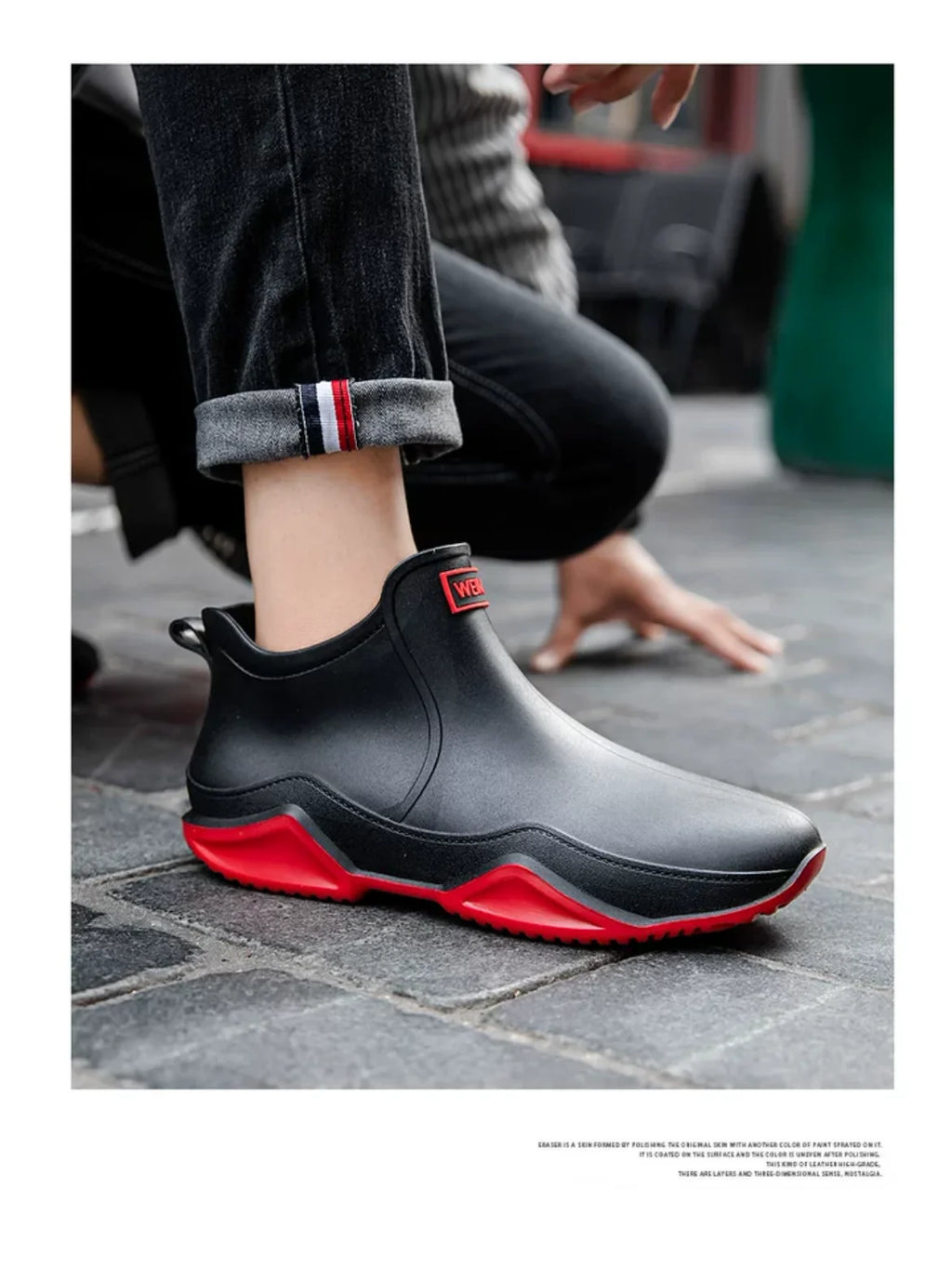 Fashionable Men & Women’s Ankle Rain Boots Anti-Slip Waterproof Shoes Work Boots Suitable For Summer & Winter Rainy & Snowy Day