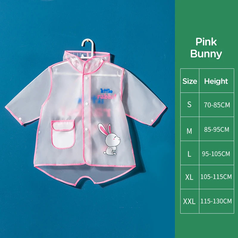 New Children's Transparent Poncho Waterproof Kindergarten Rainwear Children's Raincoat Boys And Girls Medium Length