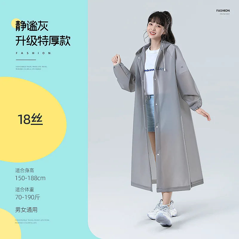 【Reusable EVA Raincoat】Transparent One-Piece Poncho for Adults Portable Outdoor Rainwear Eco-Friendly Waterproof EVA Material