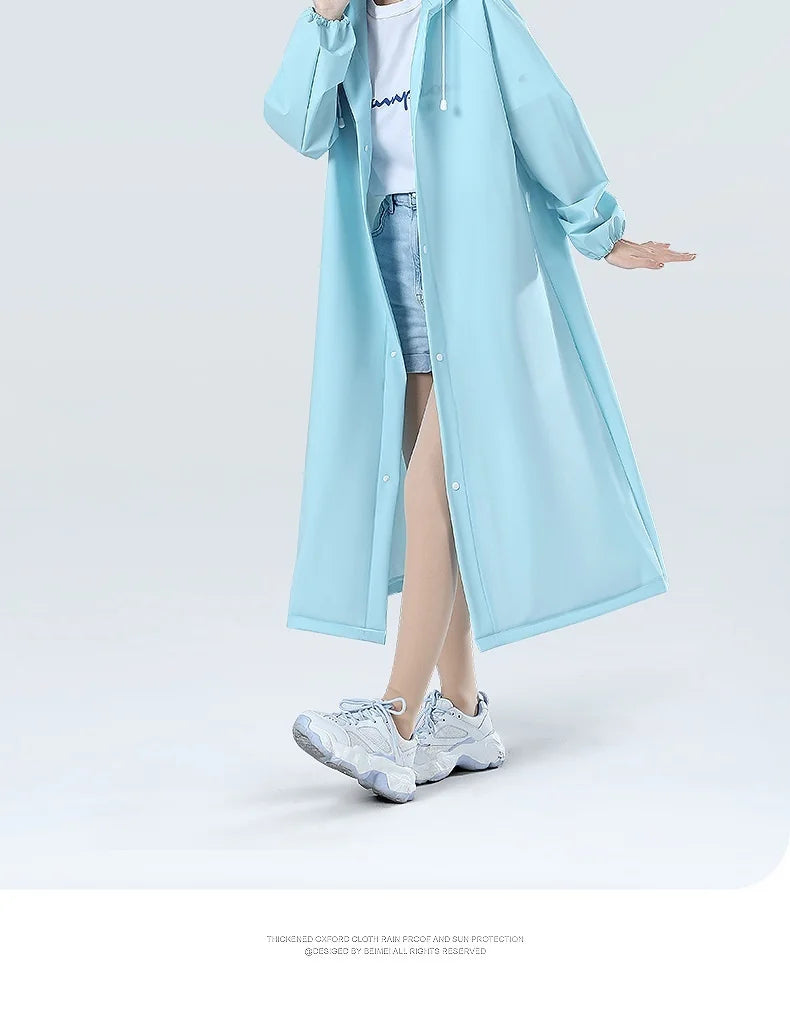 【Reusable EVA Raincoat】Transparent One-Piece Poncho for Adults Portable Outdoor Rainwear Eco-Friendly Waterproof EVA Material