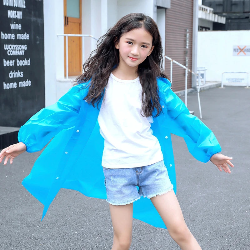 Children Rain Poncho Non-Disposable Travel Rain Gear Coat Outdoor Hiking Accessories Child Raincoat Kids Rainwear Waterproof