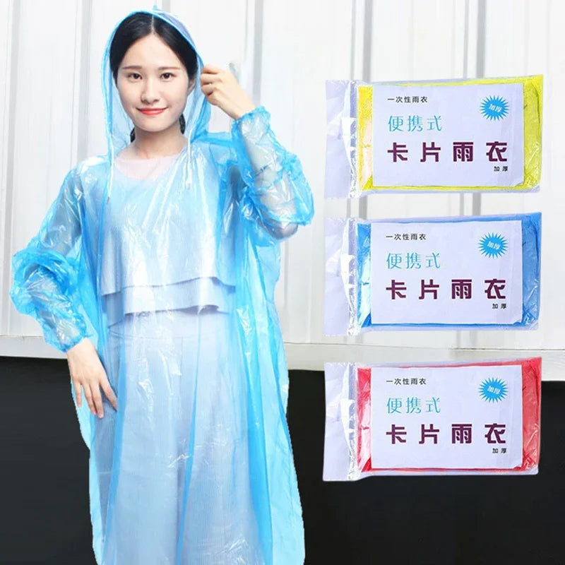 1-20pcs Poncho Disposable Raincoat Rain Coat Waterproof Rainwear Poncho Portable Disposable Card Raincoat Poncho Supplies