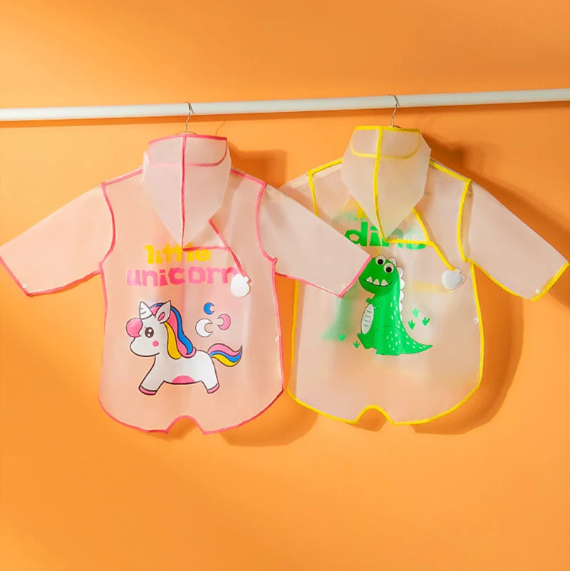 New Children's Transparent Poncho Waterproof Kindergarten Rainwear Children's Raincoat Boys And Girls Medium Length