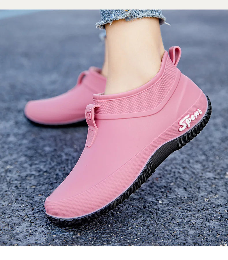 Leisure thick soled waterproof outdoor wear-resistant women's short tube water shoes daily casual rain boots