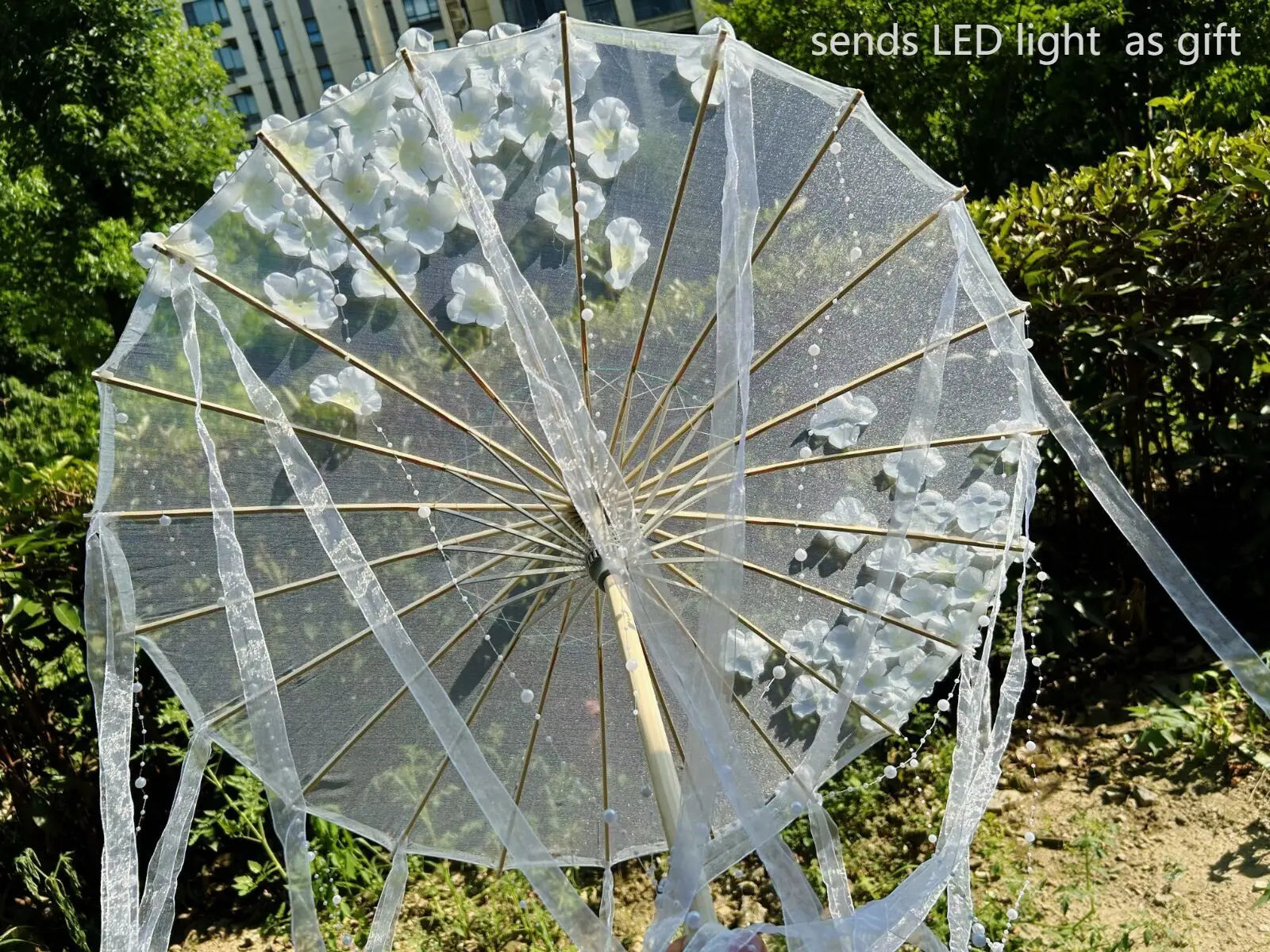 LED Yarn Silk Cloth Lace Decorative Umbrella Beach Parasol Princess Chinese Japan Umbrella Drama Craft Umbrella Cosplay