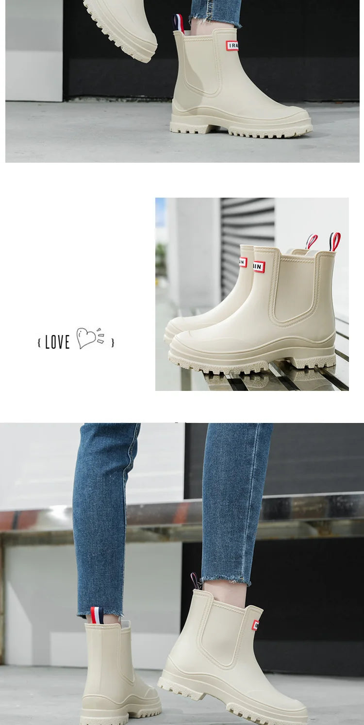 1 Pair of Women's Short Rain Boots Pvc Non-Slip Water Shoes Outdoor Waterproof Shoes Women's Fashionable Water Boots