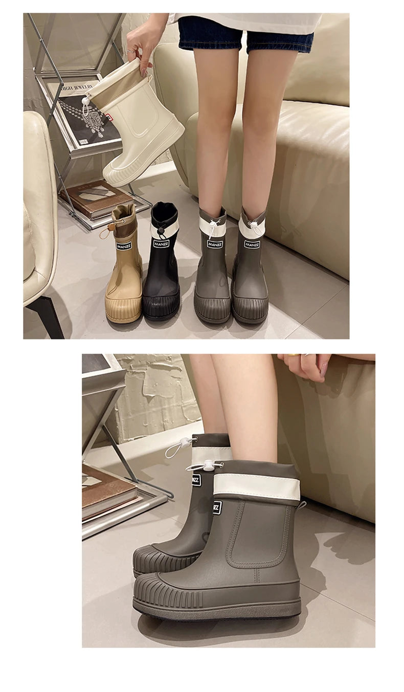 Lady Rain Boots Fashion Non-slip Soft Comfort Waterproof Rain Boots Women Outdoor Hiking School Rainy Days On Foot Camping