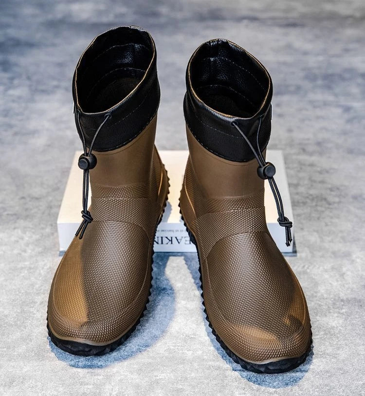 Waterproof Short Rain Boots for Men Chef Kitchen Wear-resistant Garden Wellies Low-heel Work Outdoor Original Summer Man Shoes