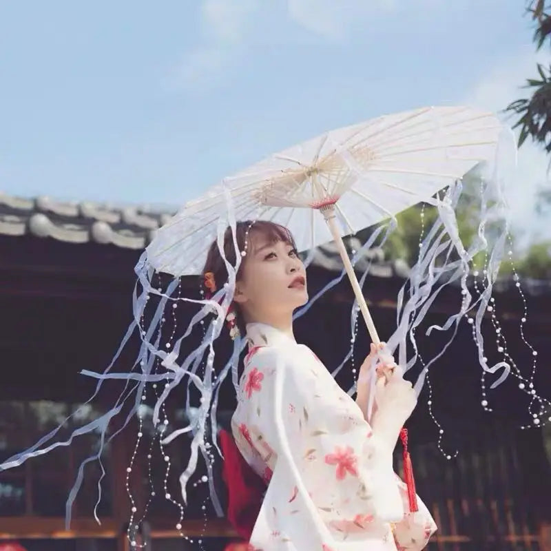 LED Yarn Silk Cloth Lace Decorative Umbrella Beach Parasol Princess Chinese Japan Umbrella Drama Craft Umbrella Cosplay