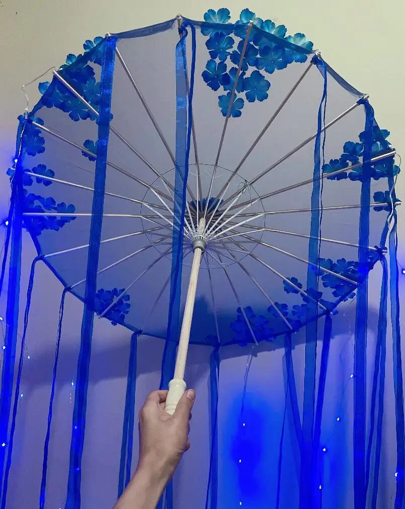 LED Yarn Silk Cloth Lace Decorative Umbrella Beach Parasol Princess Chinese Japan Umbrella Drama Craft Umbrella Cosplay
