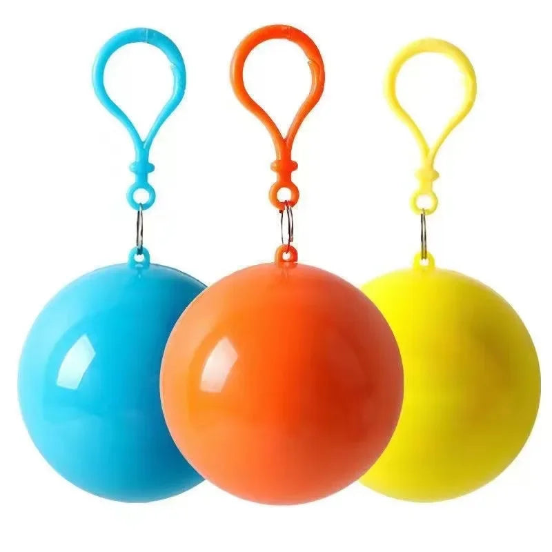 5Pcs Mini Portable Raincoats Ball Colorful Disposable Thicken Rain Ponchos Emergency Waterproof Rainwear Cape Keyring Balls