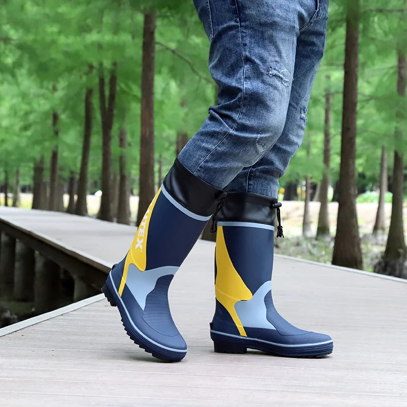Men's Spring Summer New Mid-High Tube Breathable Rubber Warm Waterproof Faionable Comfortable Anti-Slip Rain Boots